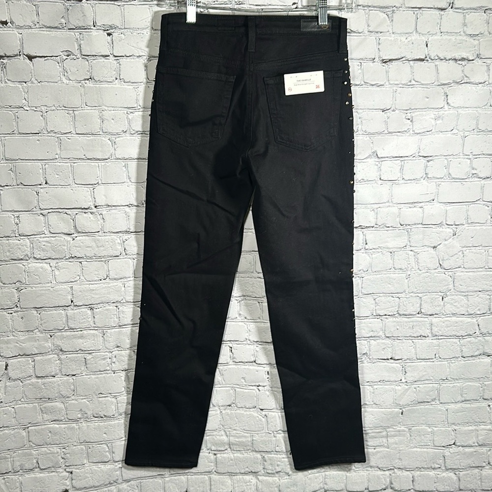 AG The Isabella Black High-Rise Straight Studded Jeans size 26 NEW - Picture 4 of 16